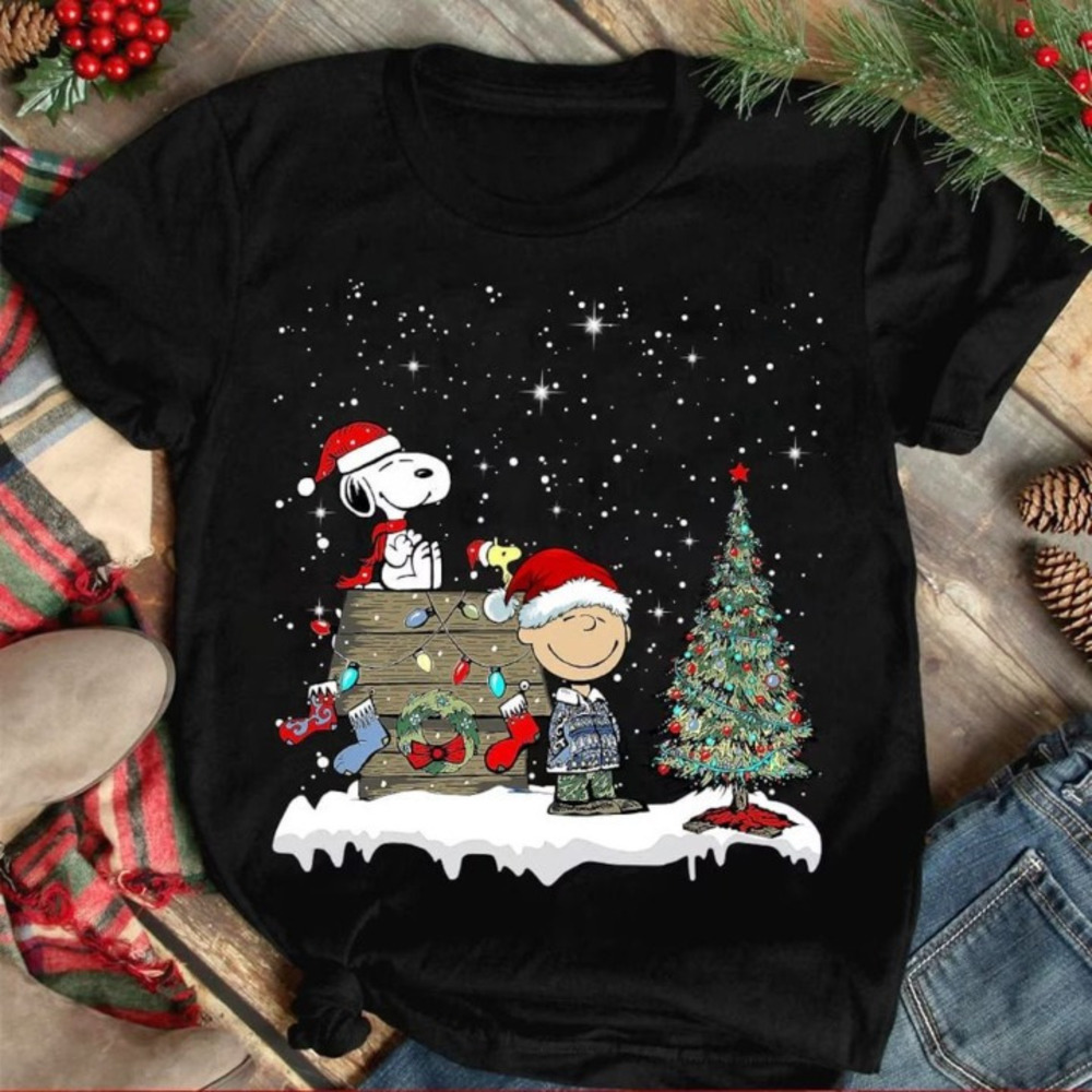 Peanuts Dog Christmas Shirt Peanuts Christmas Tree Tshirt